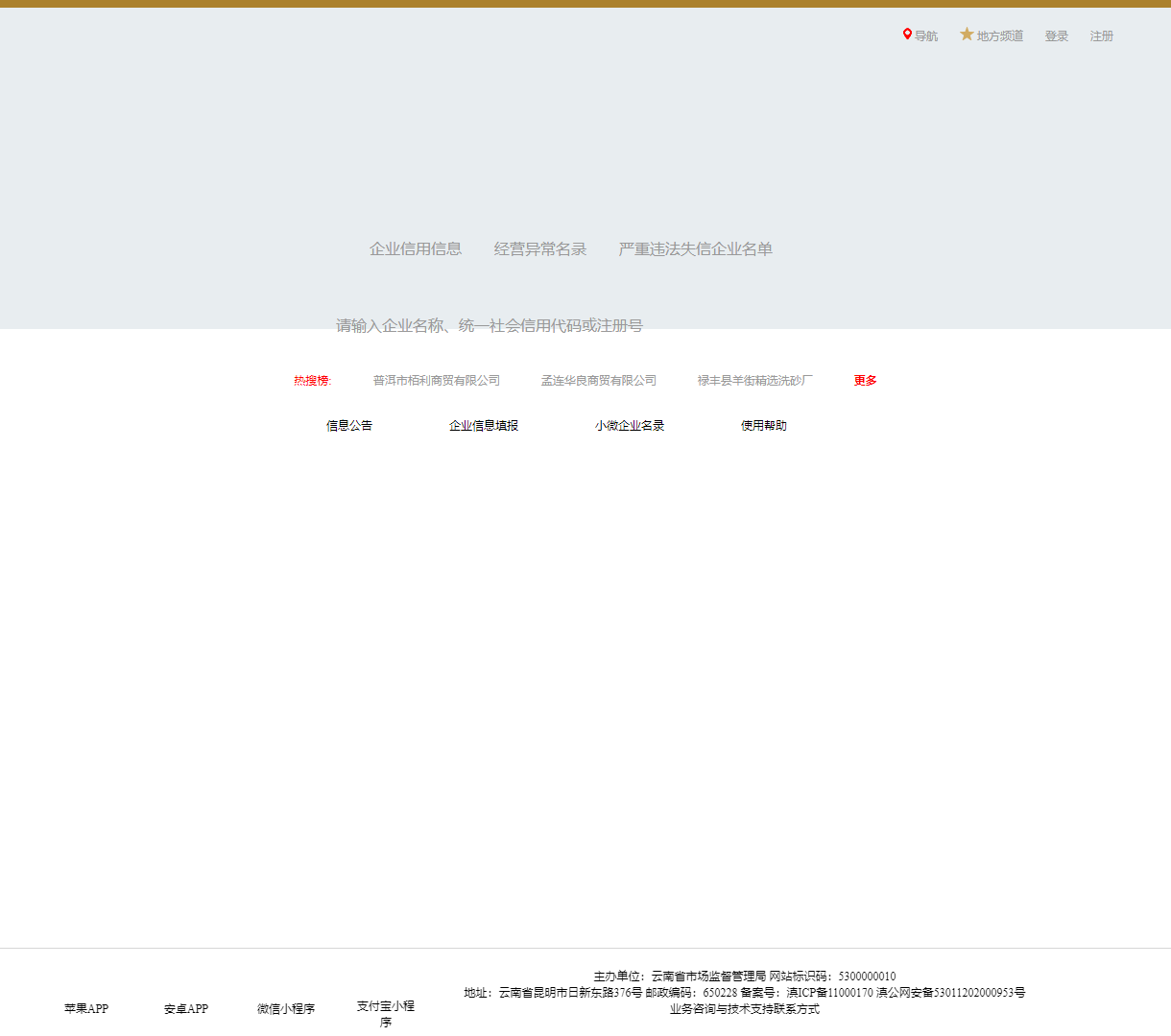 企业信用信息查询平台 - 简约设计与企业服务功能完备