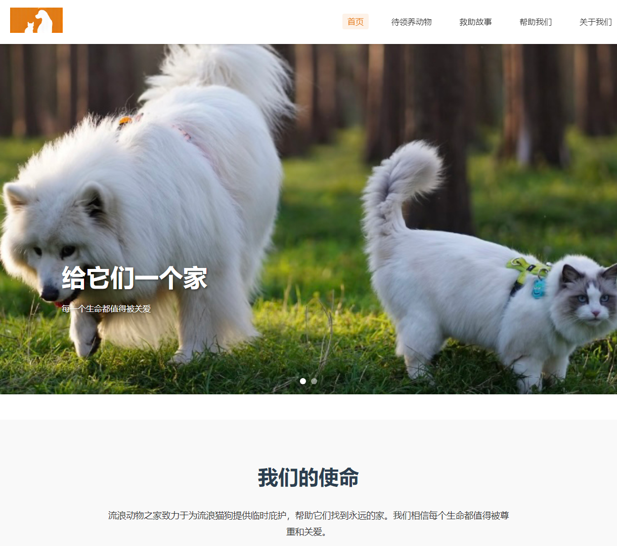 流浪动物之家 - 温暖流浪动物的家园，为它们提供爱与希望