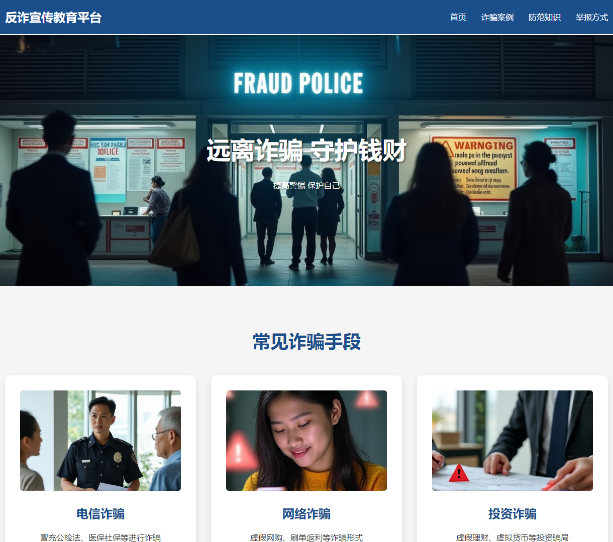 反诈宣传教育平台 - 提高警惕，守护钱财，防范诈骗知识与案例分享